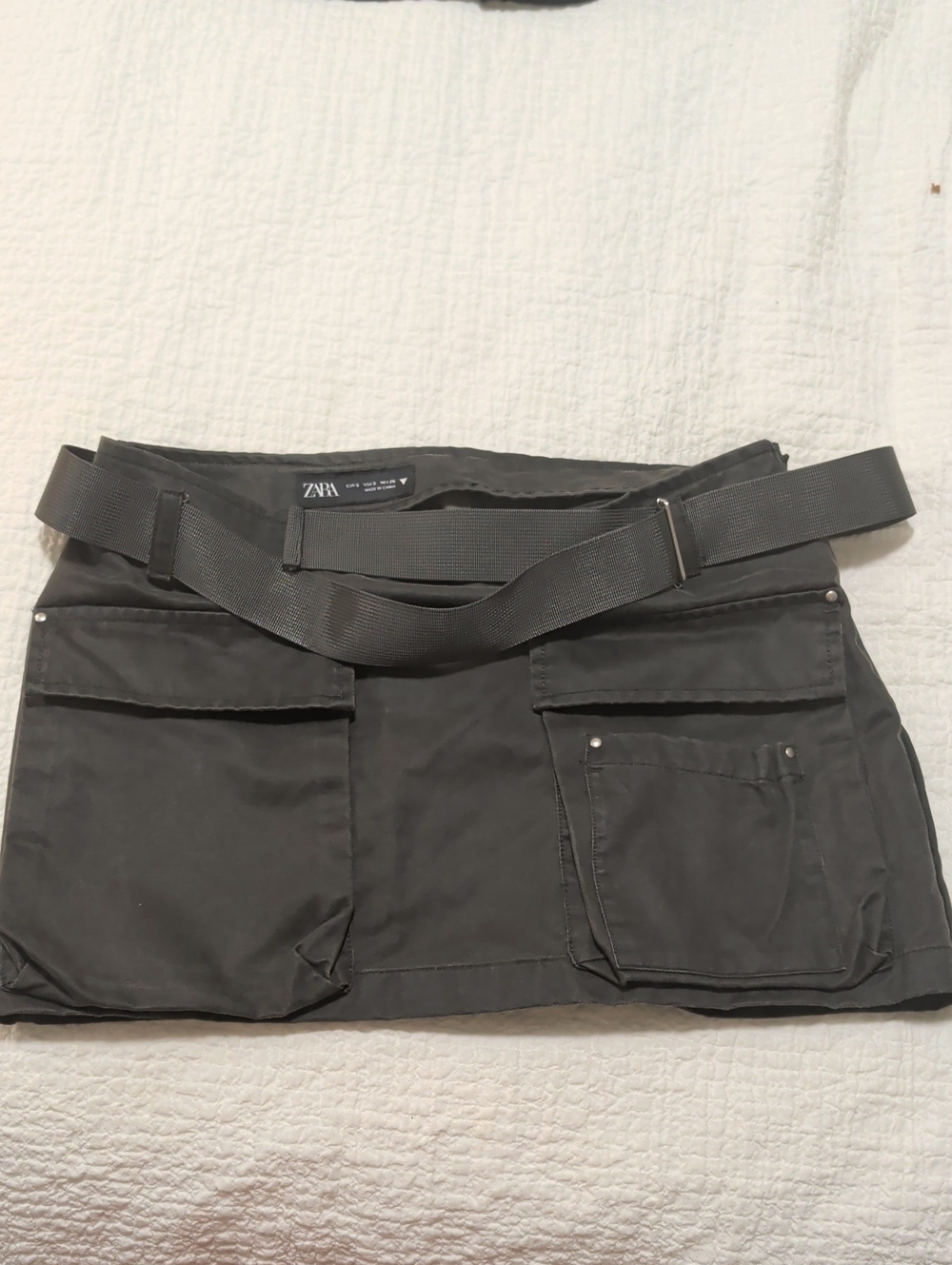 Zara Green Utility Mini Skirt with Webbed Belt Size Small
